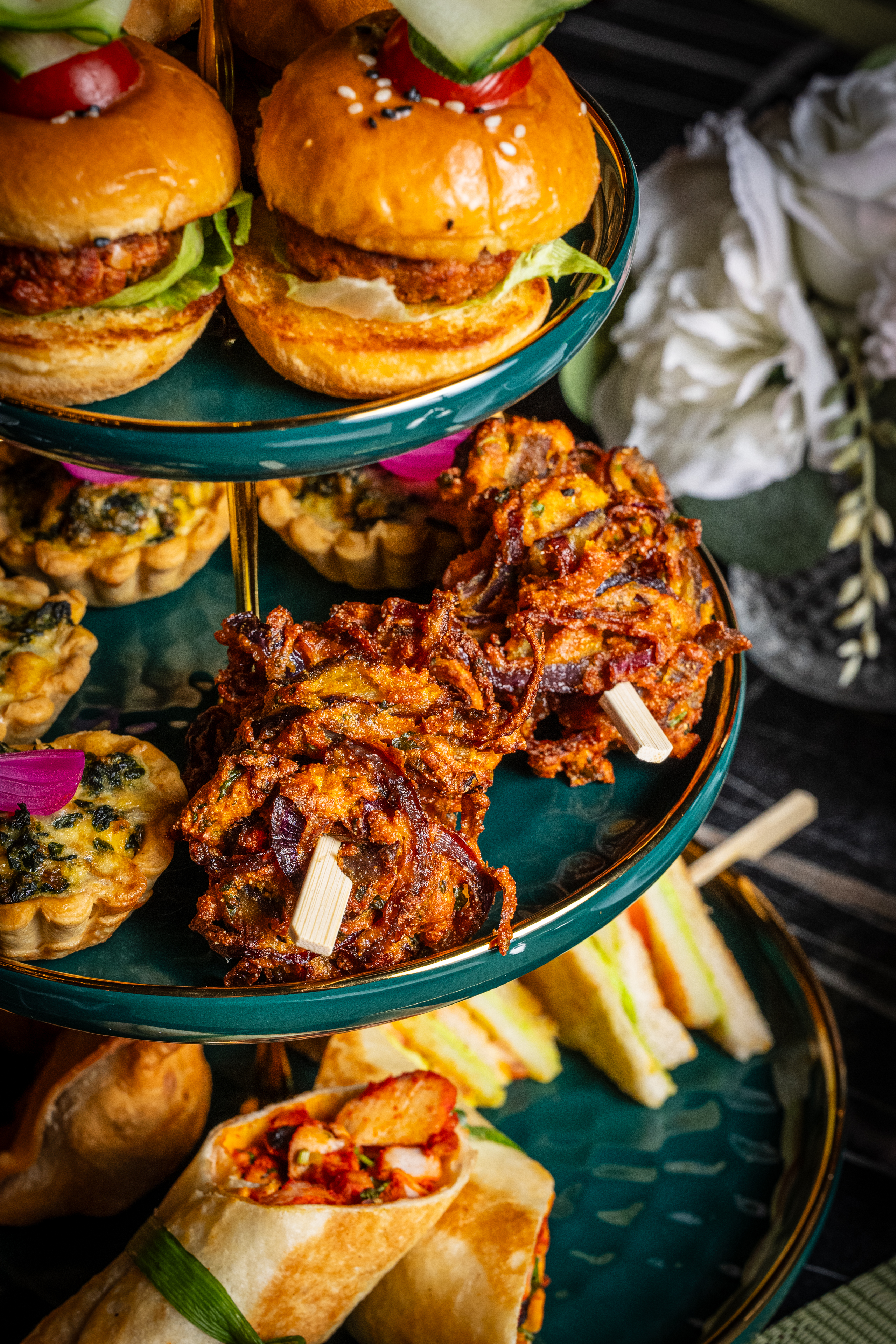 Tandoori bites on High Chai stand, Shere Khan Enfield